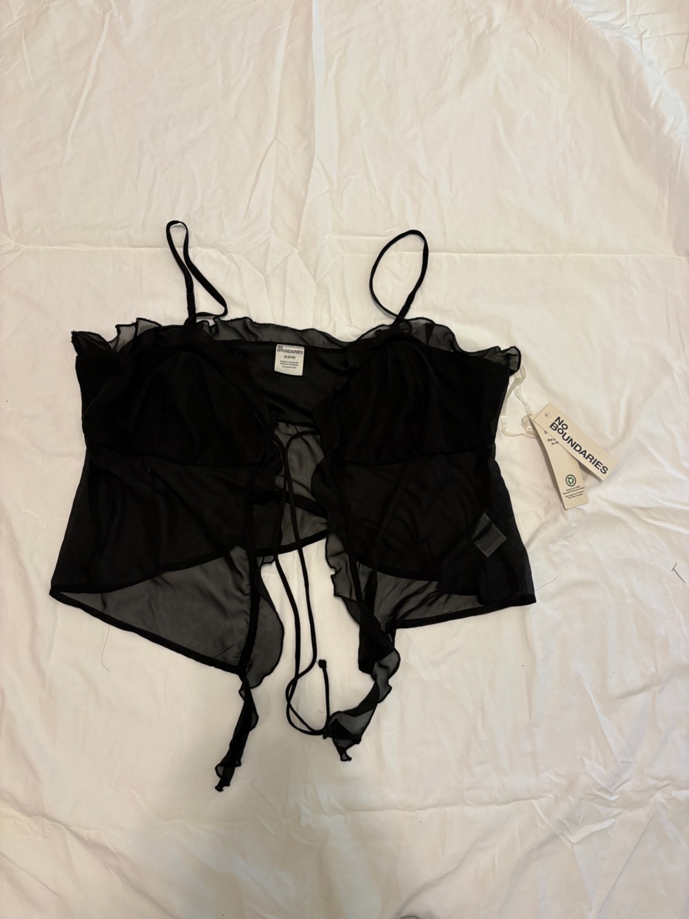 No Boundaries Black Sheer Lace-Trim Camisole